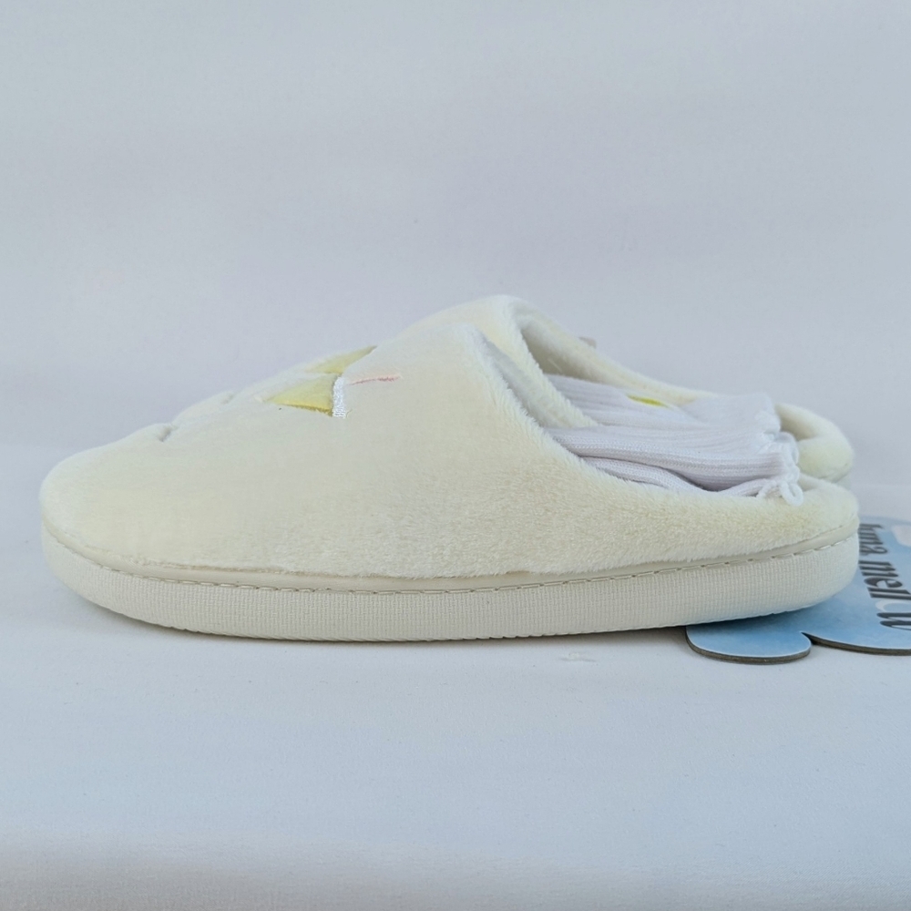 Slippers Lemon Drop Martini Embroidery Faux Fur Slip On Ivory M (6.5-7.5) NWT - Picture 6 of 13